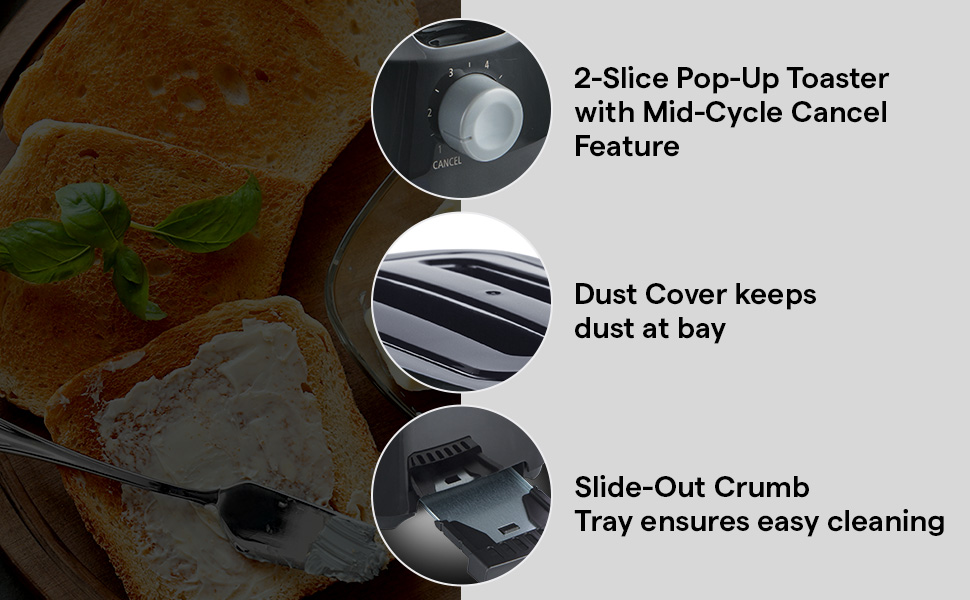 Morphy Richards AT 200, 2-Slice Pop-Up Toaster with Dust Cover